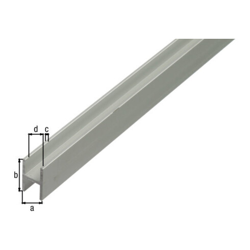 GAH Alberts Profilé en H L1.000 x l9 x H12 mm Aluminium, couleur argentée