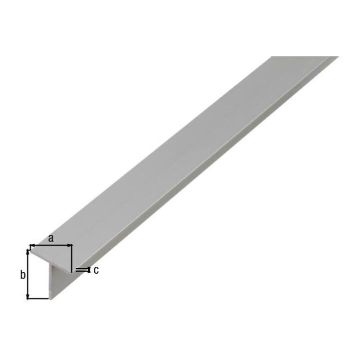 GAH Alberts Profilé en T lisse L2.000, l 20xH20mm Aluminium argenté