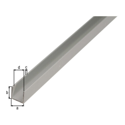 GAH Alberts Profilé en U isocèle perforé L1000 x I15 x H10mm aluminium, argenté