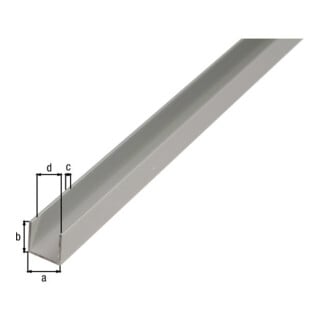 GAH Alberts Profilé en U isocèle perforé L1000 x l12 x H10 mm Aluminium, argenté