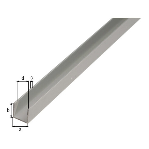 GAH Alberts Profilé en U isocèle perforé L1000 x l12 x H10 mm Aluminium, argenté