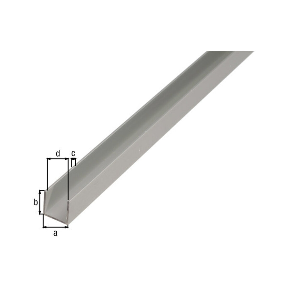 GAH Alberts Profilé en U isocèle perforé L1000 x l20 x H10mm aluminium, argenté