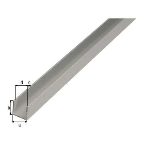 GAH Alberts Profilé en U isocèle perforé L1000 x l22 x H10mm aluminium, argenté