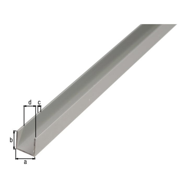 GAH Alberts Profilé en U isocèle perforé L2000 x l10 x H8mm aluminium, argenté