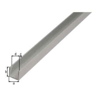 GAH Alberts Profilé en U isocèle perforé L2000 x l12 x H10mm aluminium, argenté