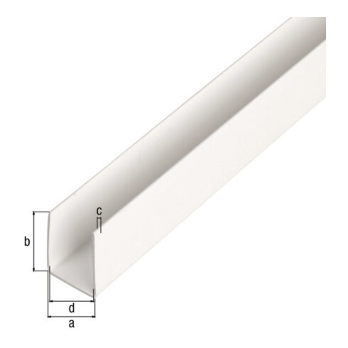 GAH Alberts Profilé en U isocèle perforé L2000 x l12 x h10mm plastique, blanc