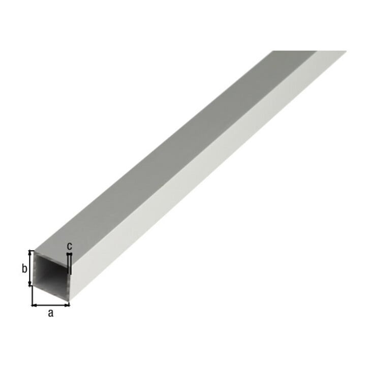 GAH Alberts Quadratrohr glatt L1.000xB20xH20xS1, 5mm Aluminium silberf. Elox.