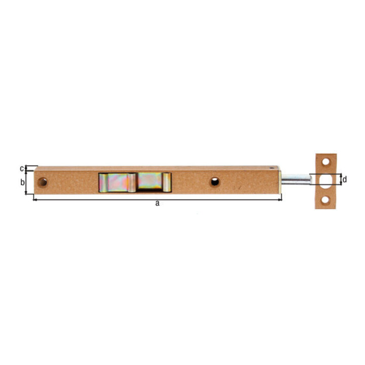 GAH Alberts Rohrkantriegel mit Schieber 17x160mm, Hub15mm Stahl, limba