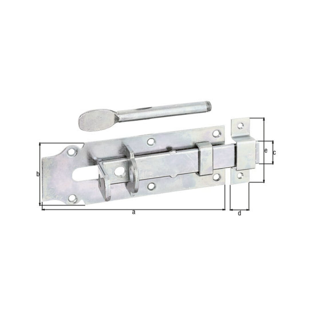 GAH Alberts Schlossriegel gerade verzinkt, L 180mm Stahl, goldgelb, galv.verz.
