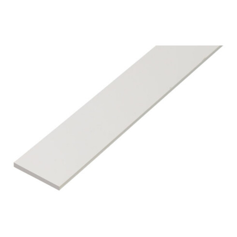 GAH Alberts Tige plate lisse, non perforée, L1000mm l20mm, ép2mm plastique blanc intégral