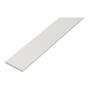 GAH Alberts Tige plate lisse, non perforée, L1000mm l20mm, ép2mm plastique blanc intégral