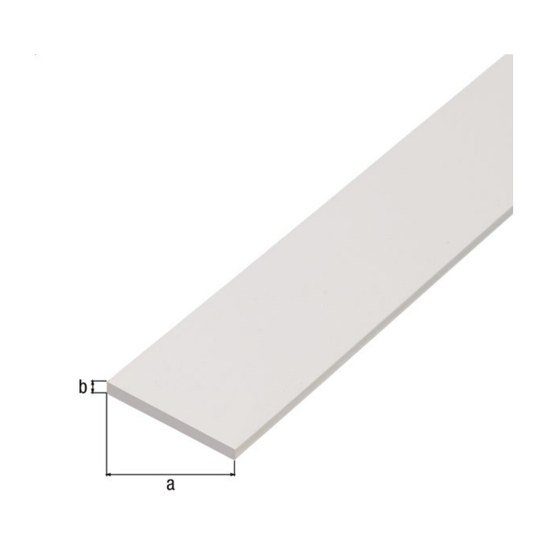 GAH Alberts Tige plate lisse, non perforée, L1000mm l20mm, ép2mm plastique blanc intégral