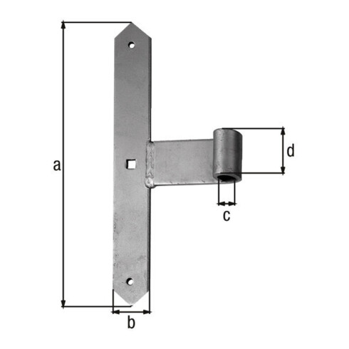 GAH Alberts Tor-Mittelband gerade für Dorn16mm, 300mm Stahl, goldgelb, galv.verz.