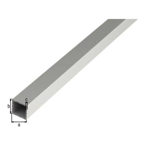 GAH Alberts Tube carré lisse L1.000xI15xP15xE1mm Aluminium argenté anodisé