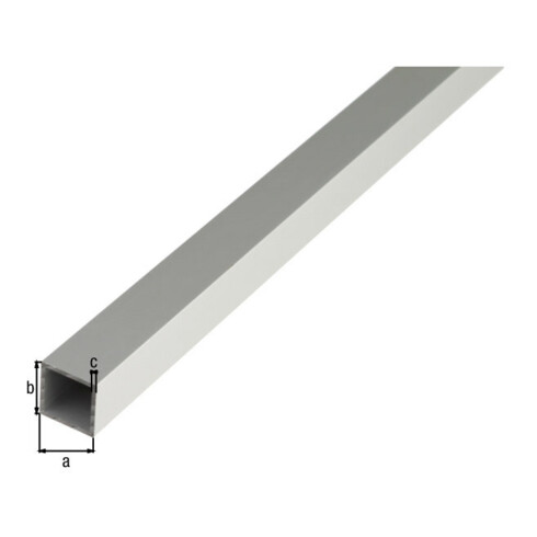 GAH Alberts Tube carré lisse L2.000xI15xP15xE1mm Aluminium argenté anodisé