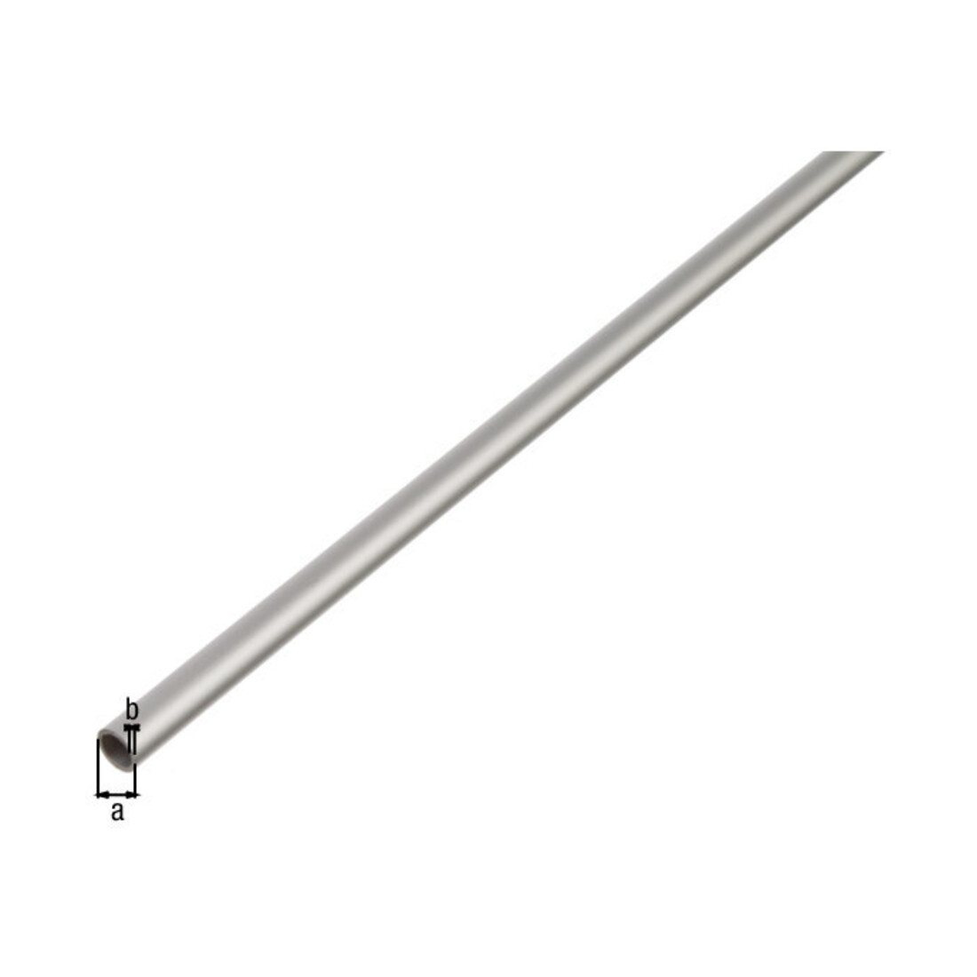 GAH Alberts Tube rond lisse, diamètre 10 mm L2000 mm, S1 mm aluminium argenté anodisé