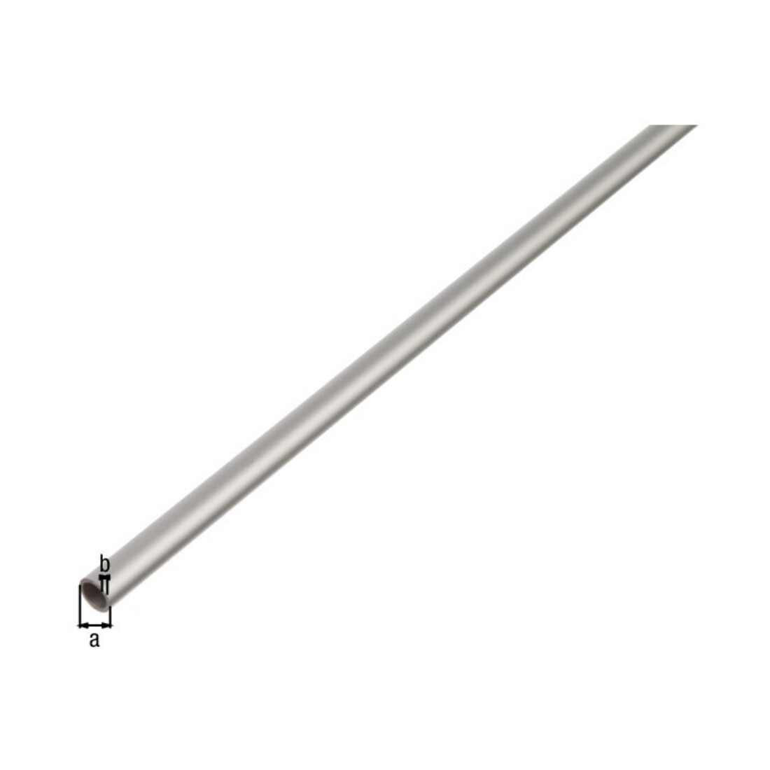 GAH Alberts Tube rond lisse, diamètre 12 mm L1000 mm, ép. 1 mm aluminium argenté anodisé