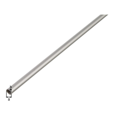 GAH Alberts Tube rond lisse, diamètre 8 mm L1000 mm, épaisseur 1 mm aluminium argenté anodisé