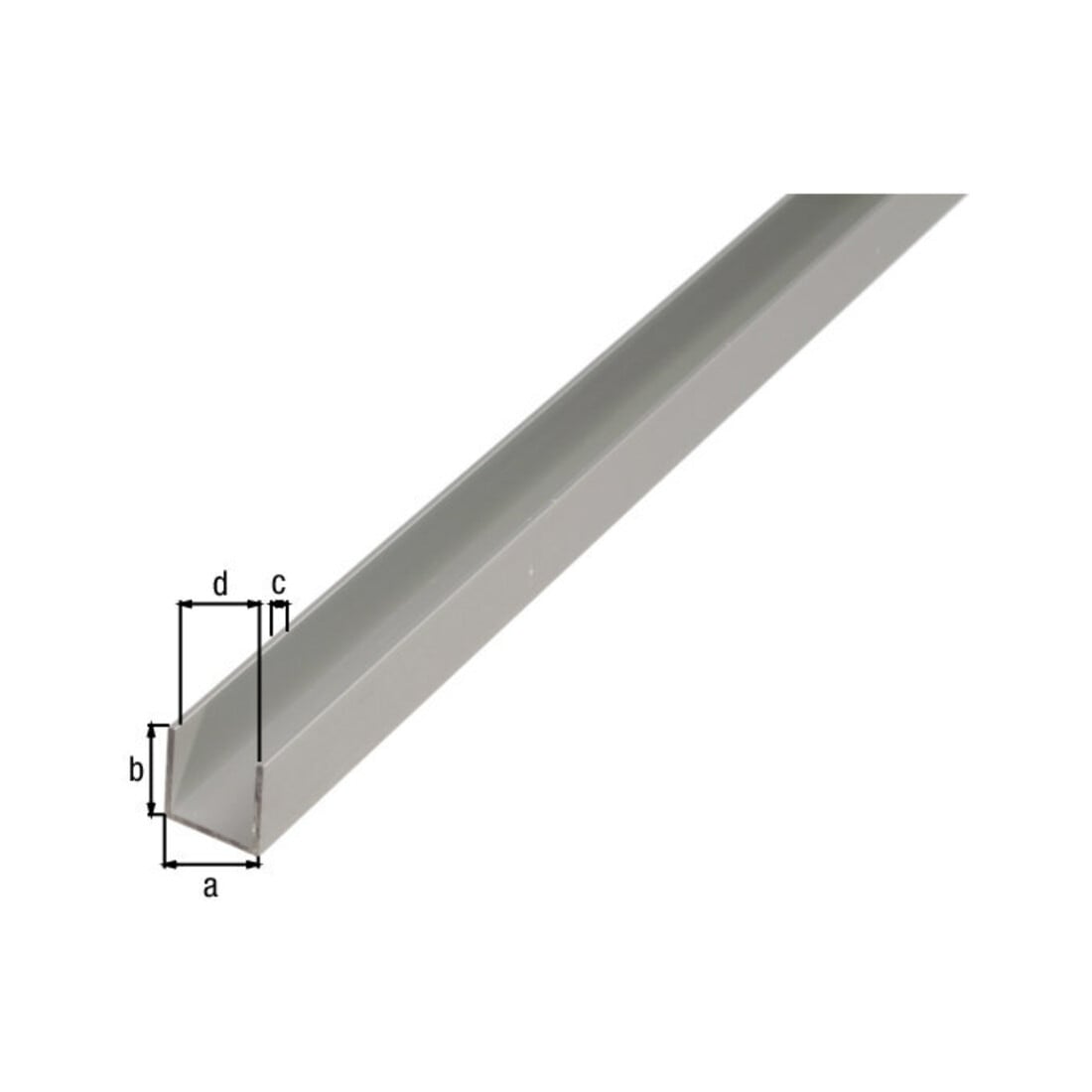 GAH Alberts U-Profil gleichschenkl.ungelocht L1000 x B20 x H10mm Aluminium, silberfarbig