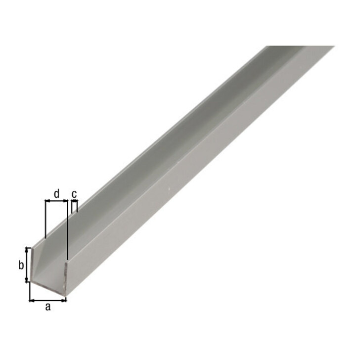 GAH Alberts U-Profil gleichschenkl.ungelocht L2000 x B10 x H8mm Aluminium, silberfarbig