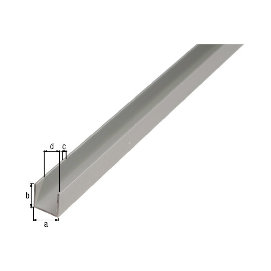 GAH Alberts U-Profil gleichschenkl.ungelocht L2000 x B10 x H8mm Aluminium, silberfarbig