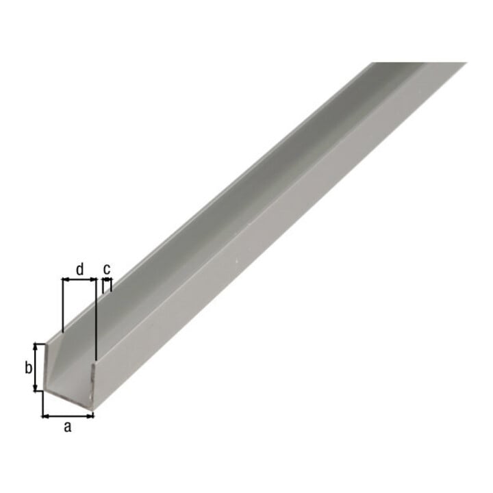 GAH Alberts U-Profil gleichschenkl.ungelocht L2000 x B20 x H20mm Aluminium, silberfarbig