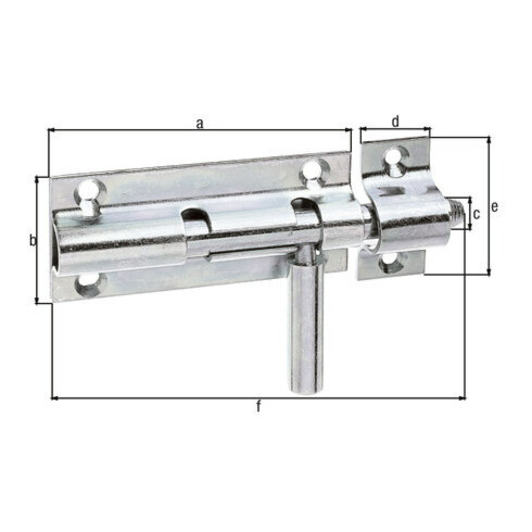 GAH Alberts Verrou à pêne avec boucle fixée droite, 110 mm acier, galvanisé