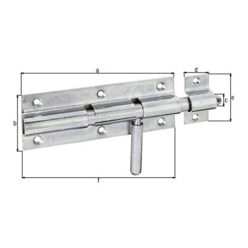 GAH Alberts Verrou à pêne avec boucle fixée droite, 210 mm acier, galvanisé