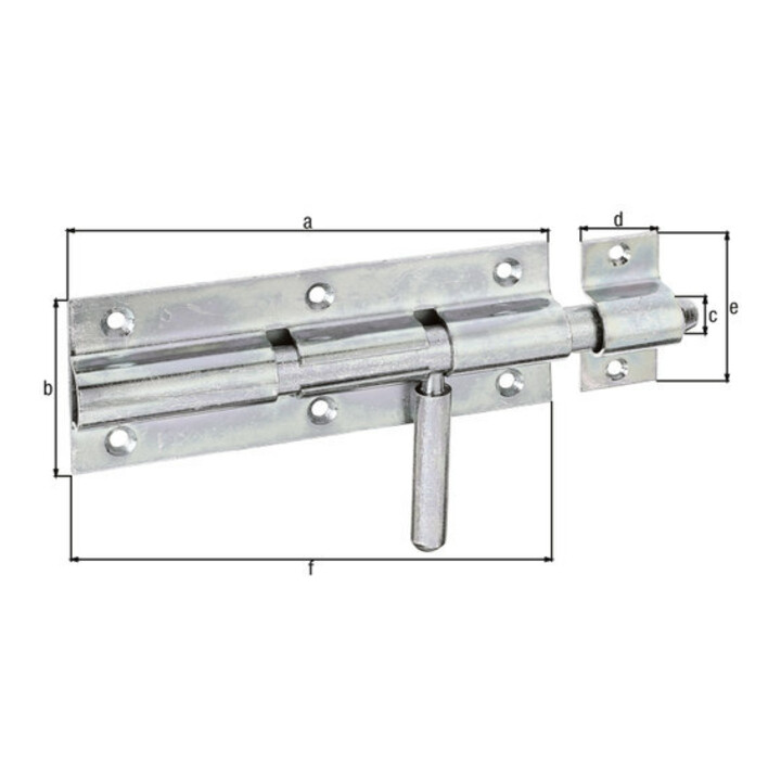 GAH Alberts Verrou à pêne avec boucle fixée droite, 210 mm acier, galvanisé