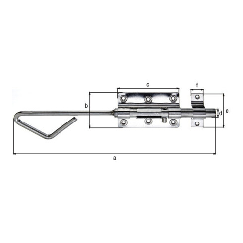 GAH Alberts Verrou à tige avec boucle fixée droite, 320 mm inox mat
