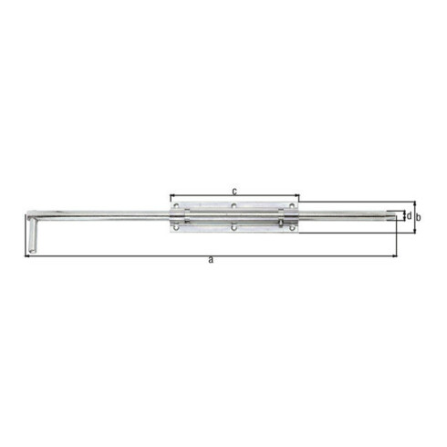 GAH Alberts Verrou à tige avec boucle fixée droite, 600 mm acier galvanisé