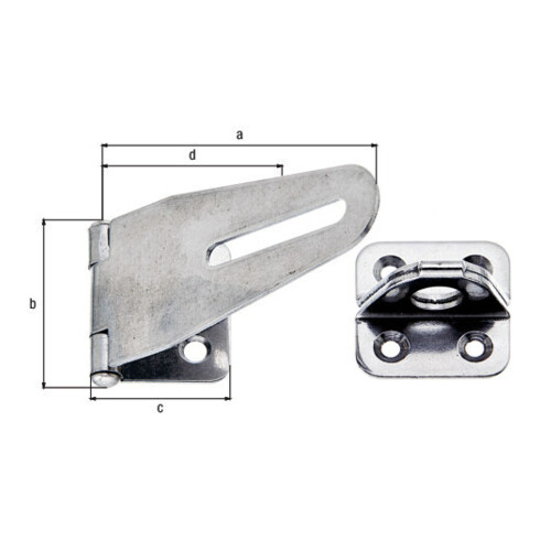 GAH Alberts Verrou de sécurité avec œillet sur plaque L 83 mm, l 37 mm, couleur acier inoxydable mat
