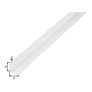 GAH Alberts Winkelprof. gl.schenkel., ungelocht L2000x B15x H1, 2x S1, 2mm Kunststoff weiß
