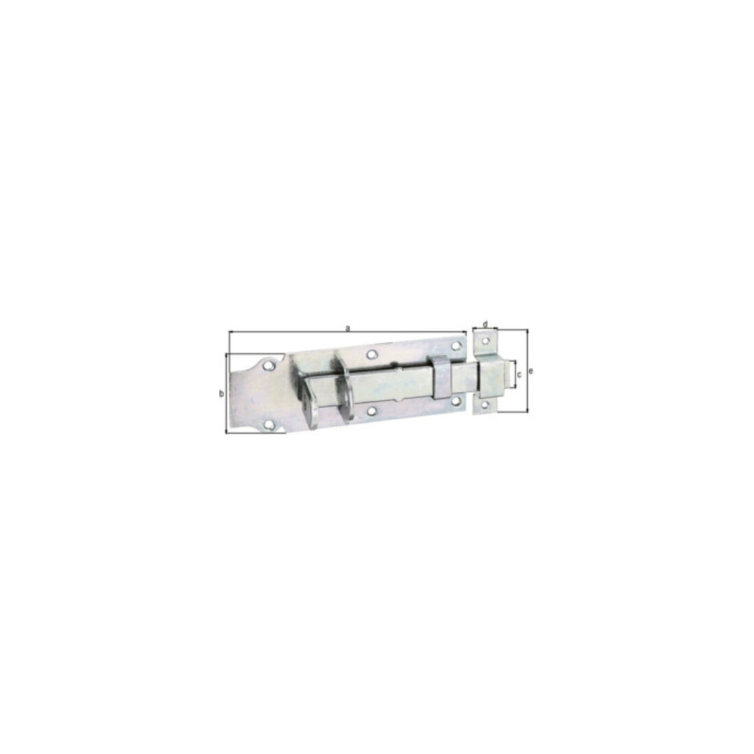 GAH Boulon de serrure Alberts 180x64x25x25x20x72mm acier galvanisé brut jaune galvanisé