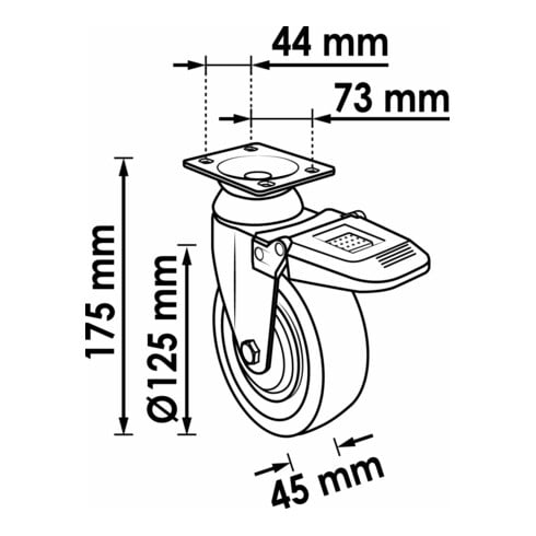 Galet pivotant pour servantes d'atelier séries M séries L séries XL séries XD VIGOR