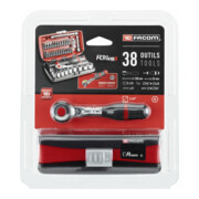 Gamme Facom 1/4 pouce - Eléments d'entraînement, embouts série 1, Clés à douille à 6 pans hexagonale, boîte à cliquet réversible ultra compacte, 38 pcs.-3