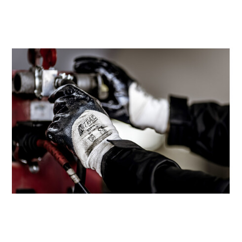 Gant en nitrile bleu, bordure, partiellement enduit, taille 8