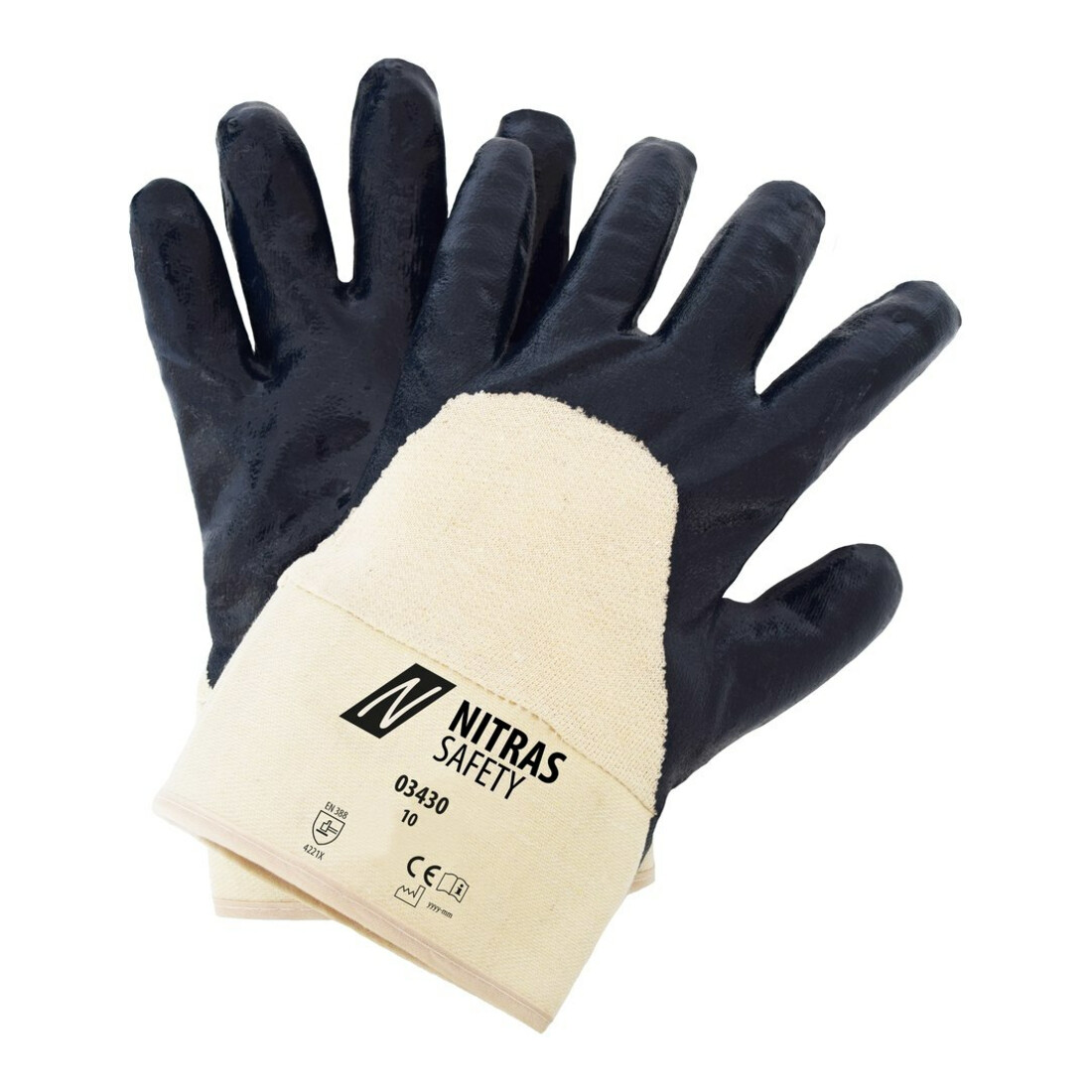 Nitrilhandschuh bleu, manchette, partiellement enduit
