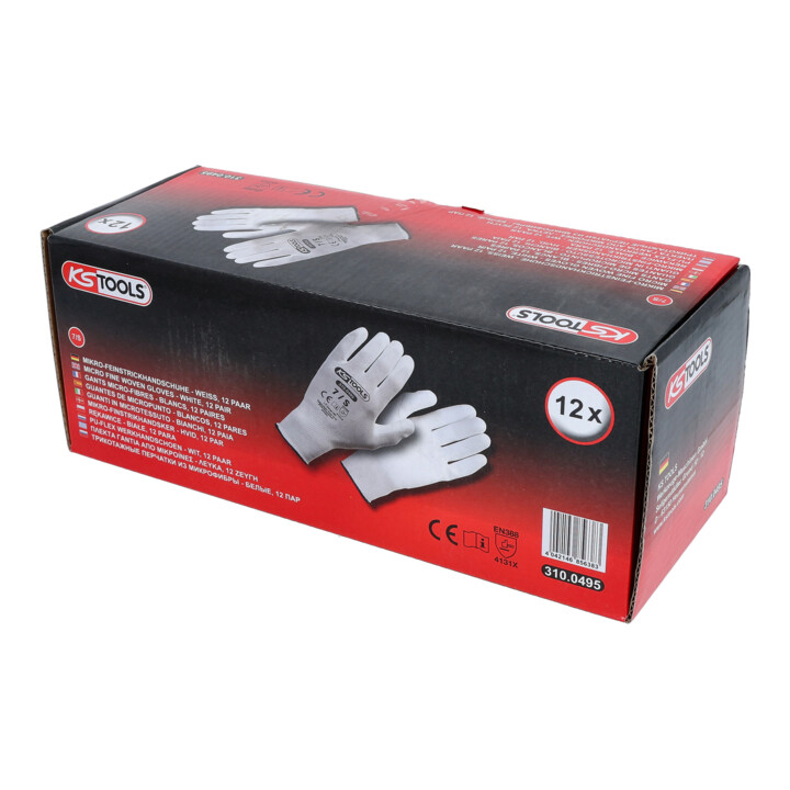 Gant maille fine MICRO, blancs, 12 paires 7 KS Tools