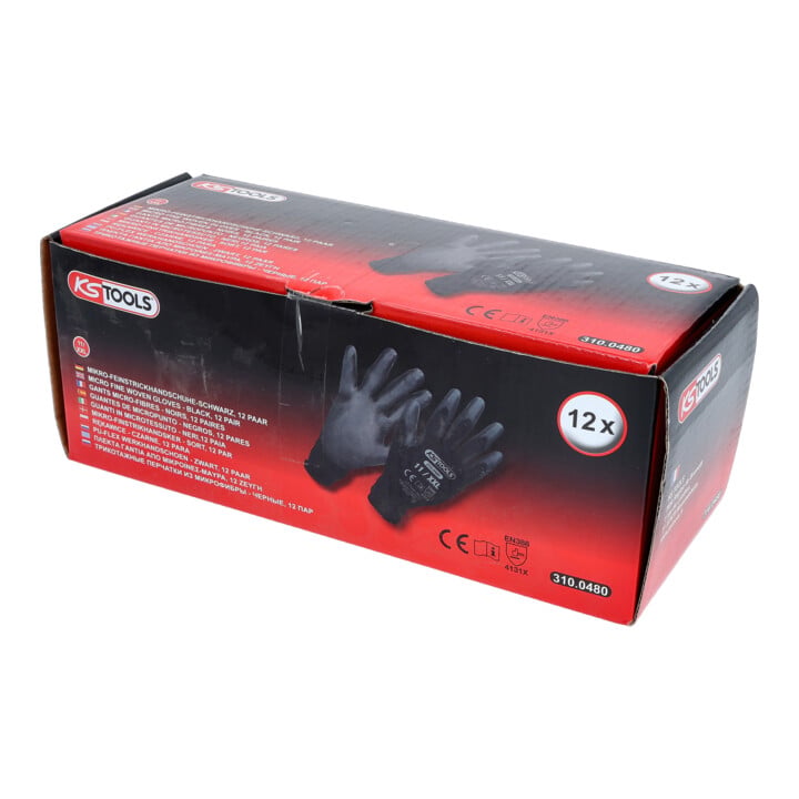 Gant maille fine MICRO, noirs, 12 paires 11