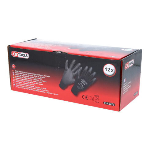 Gants tricotés microfins KS Tools, noirs