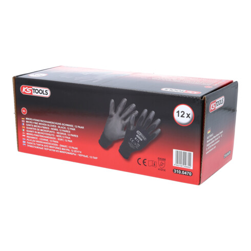 Gants tricotés microfins KS Tools, noirs