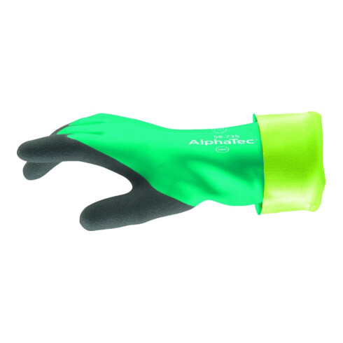 Gant protection chimique AlphaTec 58-735 T. 10 vert EN 388, EN 374 cat. III ANSE