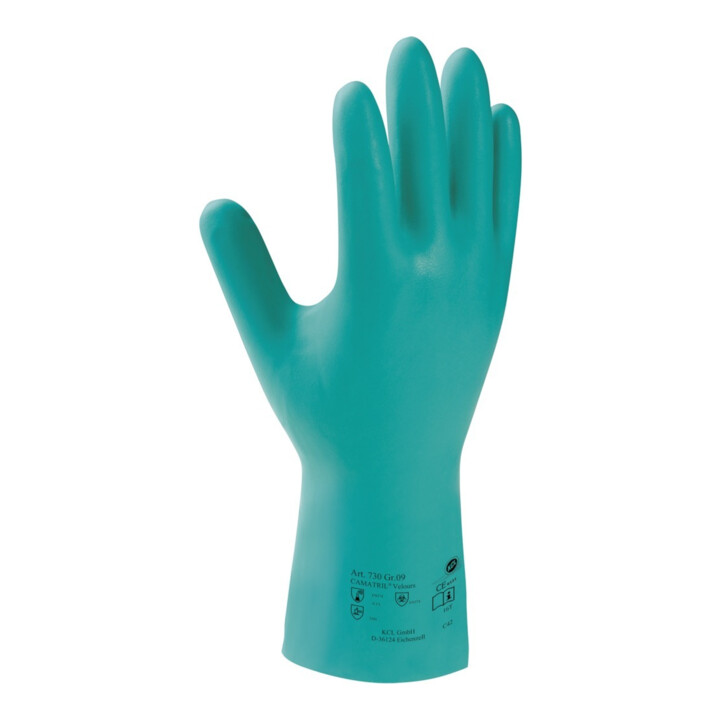 Gant protection chimique Camatril Velours 730 T. 8 vert EN 388, EN 374 cat. III