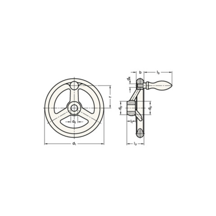 Ganter Handrad GN 950 b 15mm d1 100mm d2 10mm