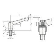 Ganter Levier de serrage réglable GN 300 d1 M 12 mm L1 108 mm L2 63 mm AG-4