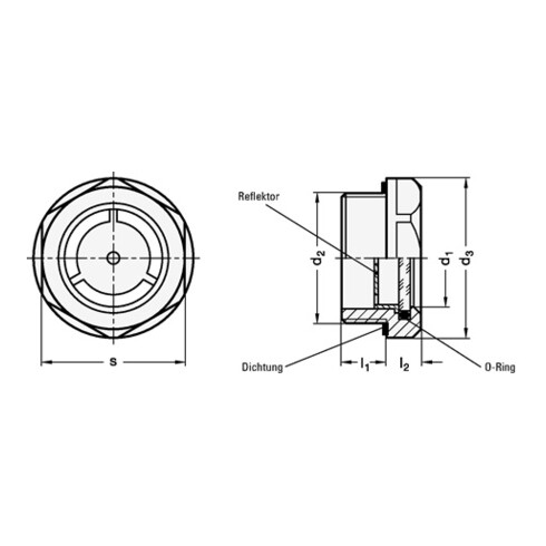 Ganter Ölschauglas GN 743 d1 32mm d2 M 42x1,5mm
