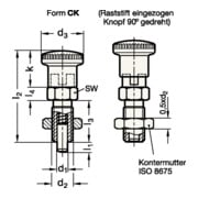 Ganter Rastbolzen GN 817 d1 10mm d2 M16 x 1,5mm l1 12mm Stahl,o.Rastsperre,m.Kontermut.-4