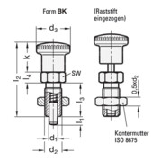 Ganter Rastbolzen GN 817 d1 4mm d2 M 8 x 1mm l1 4mm Stahl,o.Rastsperre,m.Kontermutter-4