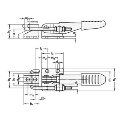 Ganter Serrure-serrure GN 851 STA Force de maintien FH 1600 N